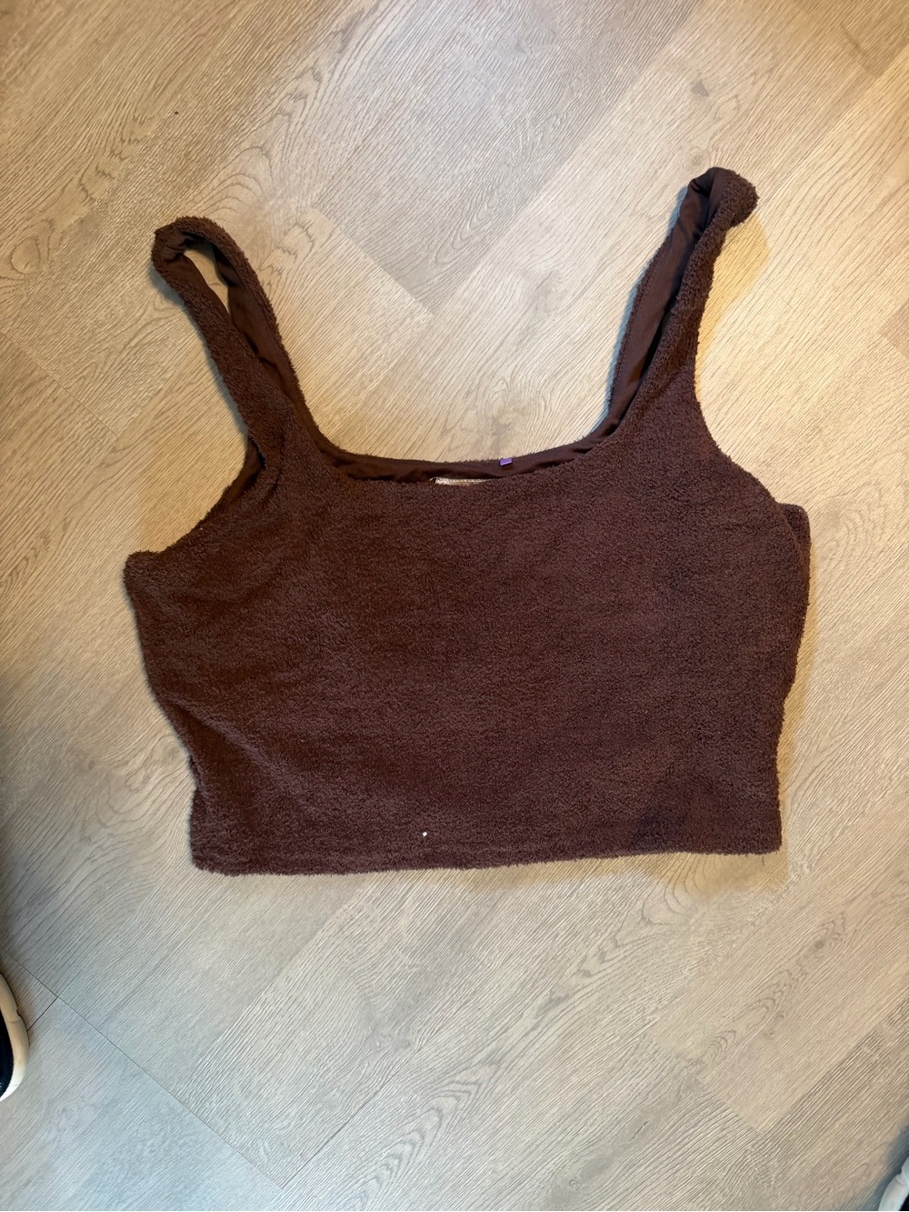 YITTY Chocolate Brown Fuzzy Cropped Tank